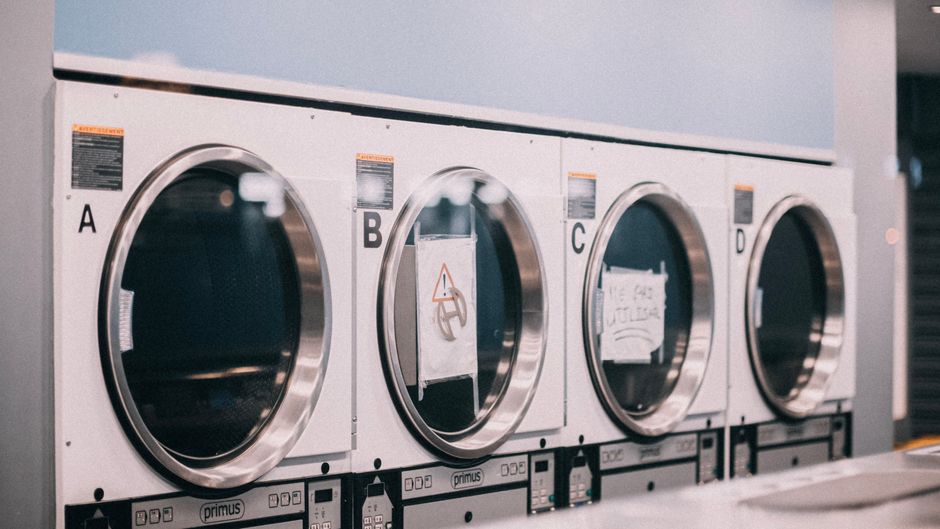 Row of washing machines