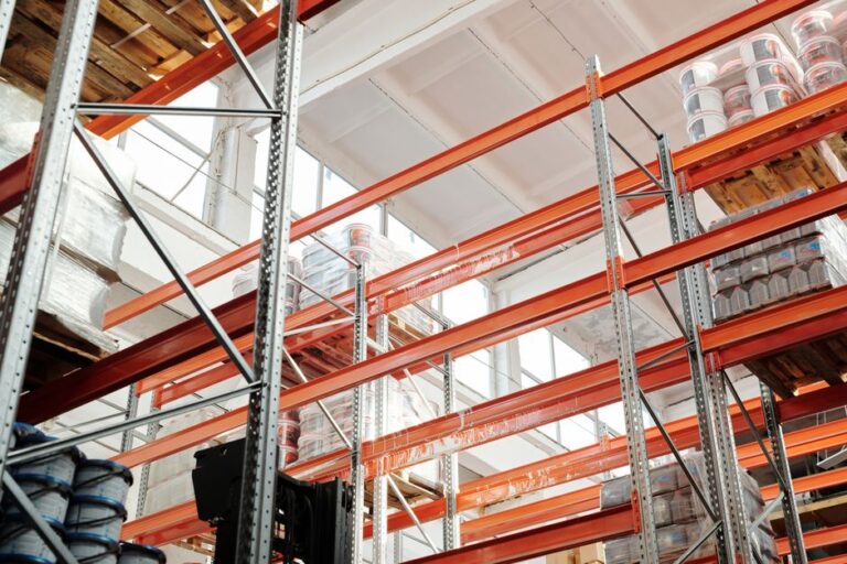 Warehouse storage shelves