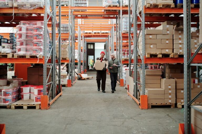 Warehouse pallet with boxes